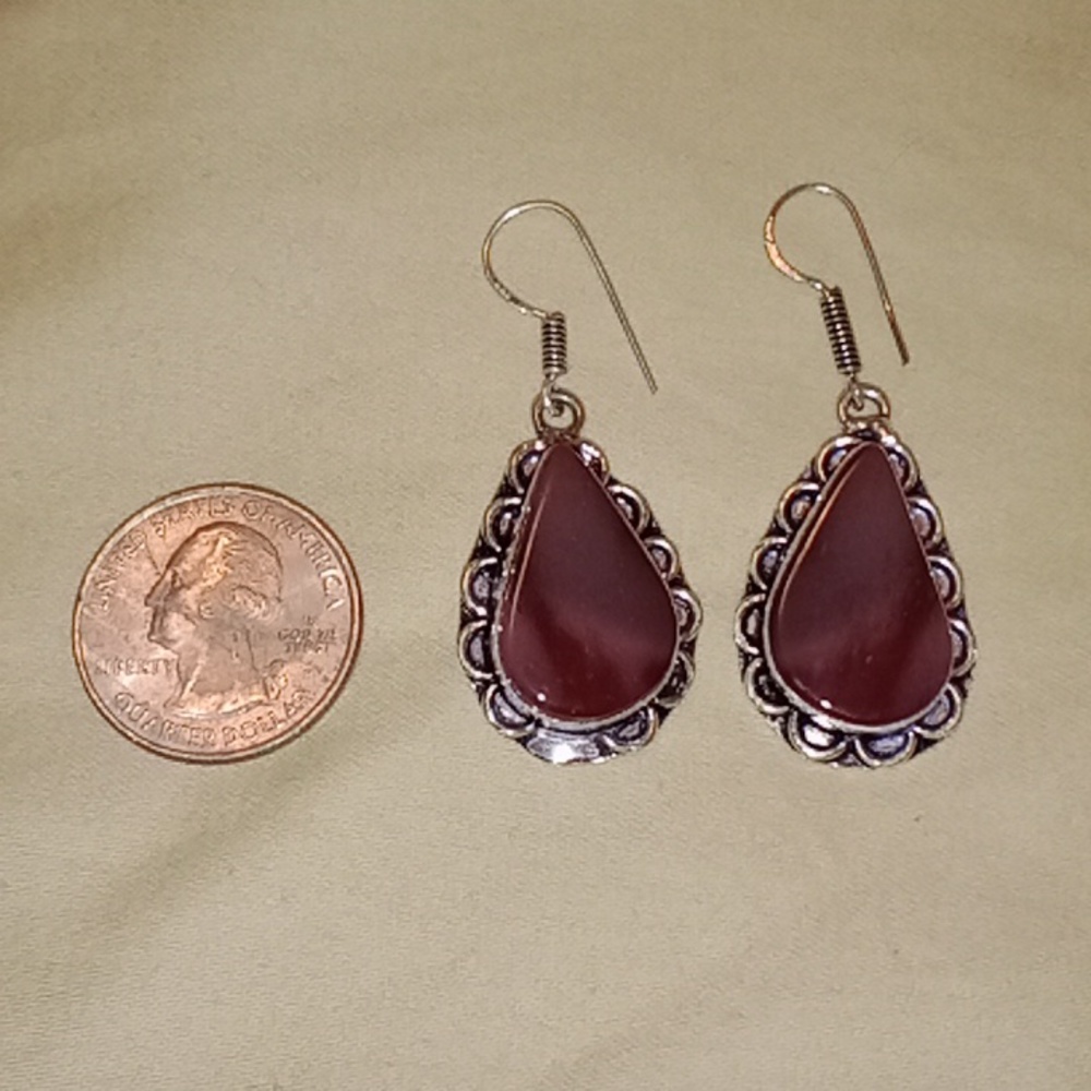New Australia mookite jasper 925 silver earrings - Picture 5 of 7